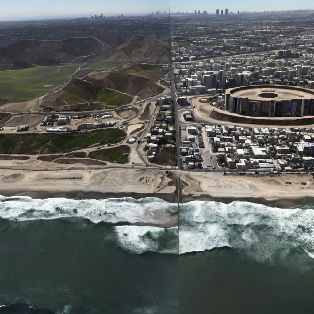 Frontera Internacional Tijuana, Mexico y San Diego, United States of America. 