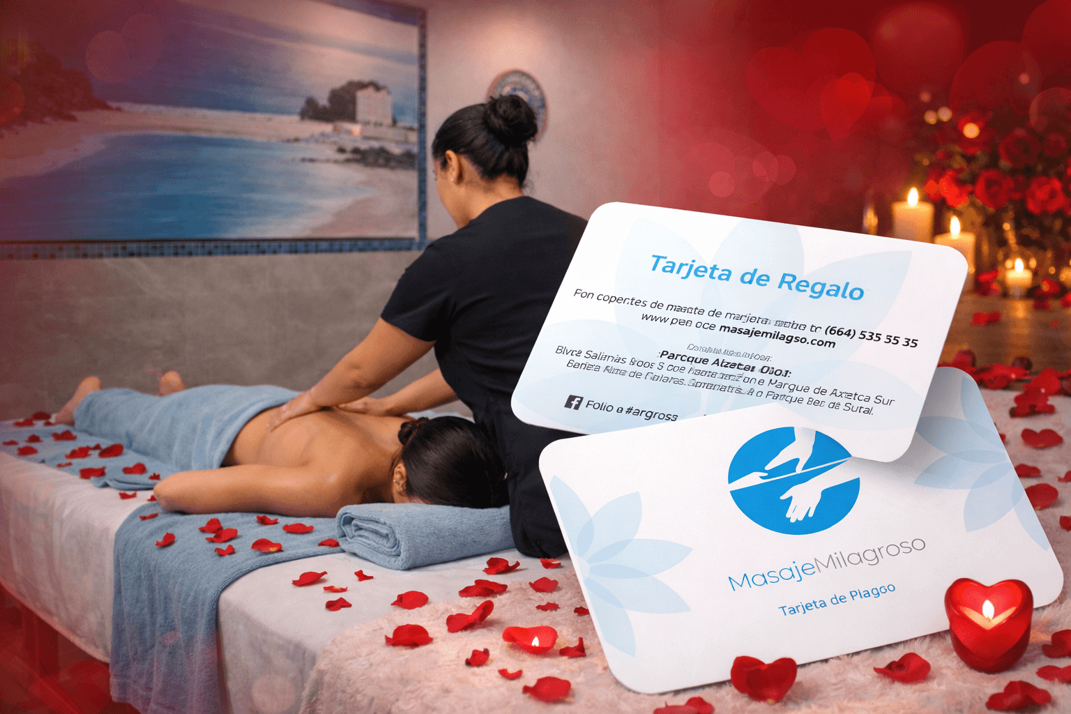 ChatGPT Image FEl Mejor Regalo de San Valentín 2026 en Tijuana - Gift Card Masaje Milagrosoeb 13, 2026, 01_54_47 AM Tarjeta de regalo de San Valentín de Masaje Milagroso con lazo rojo y pétalos, en una cabina de spa premium en Tijuana con luz tenue y terapia profesional.
