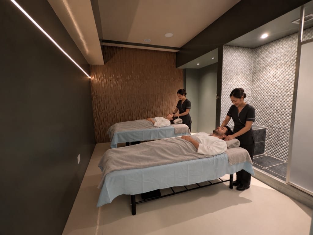 Masaje en pareja en cabina doble con regadera privada en Masaje Milagroso Spa Colonia Dávila y Cacho, Tijuana